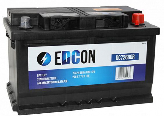 Аккумулятор Edcon (72 A/h), 680A R+ (DC72680R) Аккумулятор Edcon (72 A/h), 680A R+ (DC72680R)
