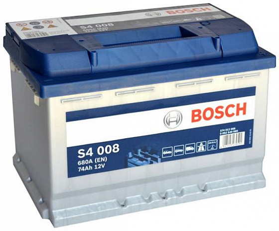 Аккумулятор Bosch S4 008 (74 А/h), 680A R+ (574 012 068) Аккумулятор Bosch S4 008 (74 А/h), 680A R+ (574 012 068)