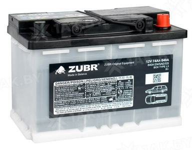 Аккумулятор Zubr Original (74 A/h), 840А R+